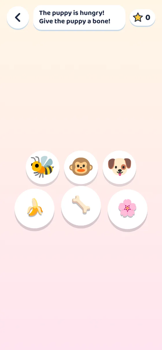 Feed the animals game: give each animal the food it asks for